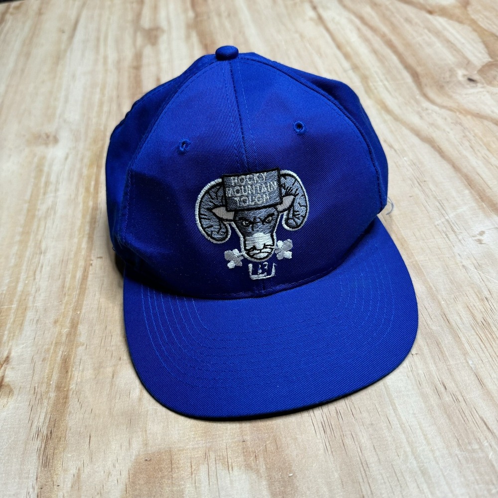 Rocky Mountain Tough Snapback Hat Blue EUC Brighton, Co. Outdoors Animal‎ EUC